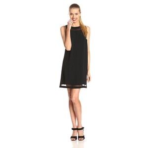 New Womens Kensie M Dress Beautiful Black Sleeveless Silky NWT Sheer Silver Zip
